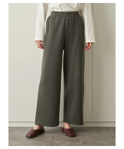 AMERICAN HOLIC（アメリカンホリック）の「総針ニットワイドパンツ（パンツ・チャコールグレー/ライトベージュ・M/L）」の10枚目の写真