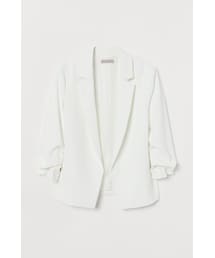 H&M | H&M - ギャザースリーブジャケット - ホワイト(テーラードジャケット)