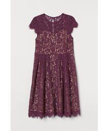 H&M（エイチ・アンド・エム）の「H&M - H&M+ レースミモレワンピース - レッド（その他・レディース）」