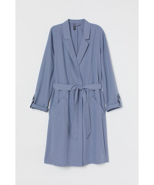 H&M(エイチ・アンド・エム)の「H&M - モダールブレンドトレンチコート - ブルー(ダウンジャケット/コート・レディース・ブルー・L)」の1枚目の写真