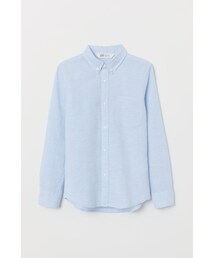 H&M | H&M - リネンブレンドシャツ - ブルー(シャツ/ブラウス)
