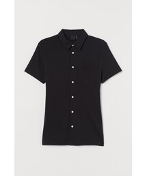 H&M - マッスルフィット ピケシャツ - ブラック