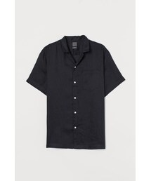 H&M - リネンリゾートシャツ - ブラック