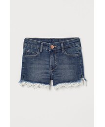 H&M（エイチ・アンド・エム）の「H&M - レーストリム デニムショートパンツ - ブルー（その他パンツ・キッズ）」