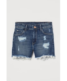 H&M（エイチ・アンド・エム）の「H&M - レーストリム デニムショートパンツ - ブルー（その他パンツ・キッズ）」