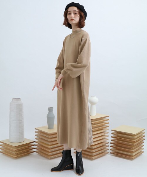Diagram ダイアグラム バックプリーツニットワンピース SIZE 36 SENSE OF PLACE by URBAN RESEARCH（センスオブプレイスバイアーバン