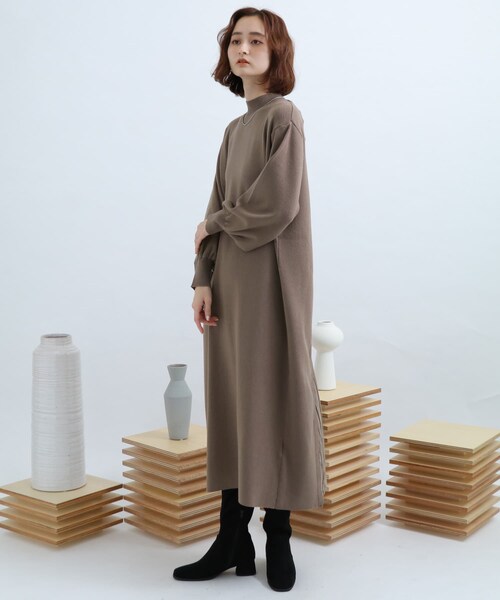 Diagram ダイアグラム バックプリーツニットワンピース SIZE 36 SENSE OF PLACE by URBAN RESEARCH（センスオブプレイスバイアーバン