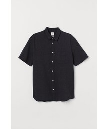 H&M | H&M - レギュラーフィット リネンブレンドシャツ - ブラック (シャツ/ブラウス)