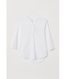 H&M（エイチ・アンド・エム）の「H&M - ロールアップスリーブブラウス - ホワイト（シャツ/ブラウス）」