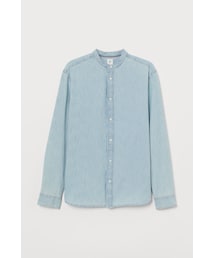 H&M（エイチ・アンド・エム）の「H&M - デニムグランドファーザーシャツ - ブルー（シャツ/ブラウス）」