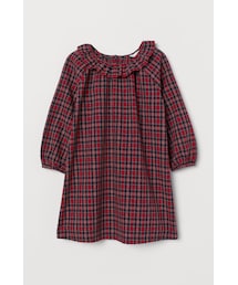 H&M（エイチ・アンド・エム）の「H&M - フリルカラーワンピース - ブルー（ワンピース）」