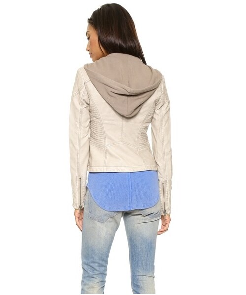 FREE PEOPLE(フリーピープル)の「Free People Vegan Leather Hooded Moto Jacket(ライダースジャケット・Black/Light Grey・4/10/2/12/8/0/6)」の4枚目の写真