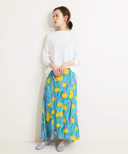 IENA LA BOUCLE リネンコットン透かし編みパネルスカート