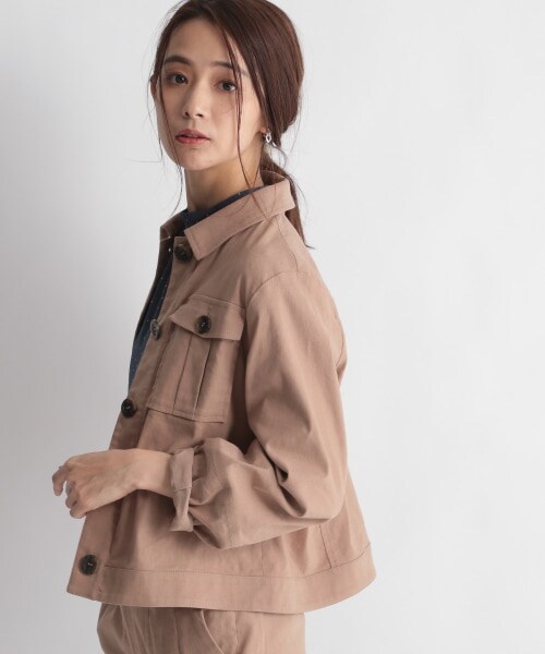 Andemiu（アンデミュウ）の「ワークフウショートジャケット（ジャケット/アウター・レディース・ピンク20/ブラウン50/ブルー80・F）」の2枚目の写真