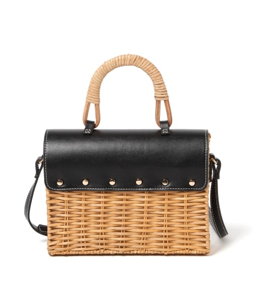 Andemiu（アンデミュウ）の「ラタンフラップバッグ（バッグ・ブラック/キャメル）」の5枚目の写真