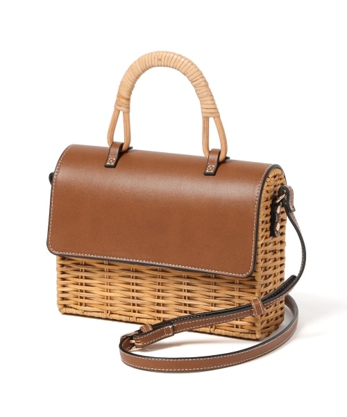 Andemiu（アンデミュウ）の「ラタンフラップバッグ（バッグ・ブラック/キャメル）」の3枚目の写真