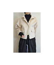 -- | ハイカラーショートコート(ブルゾン)