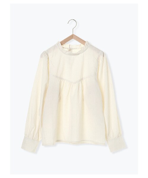 ehka sopo(エヘカソポ)の「チェックフリルブラウス(トップス・アイボリー/オフホワイト/ラベンダー・F)」の9枚目の写真