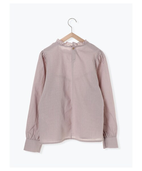 ehka sopo(エヘカソポ)の「チェックフリルブラウス(トップス・アイボリー/オフホワイト/ラベンダー・F)」の2枚目の写真
