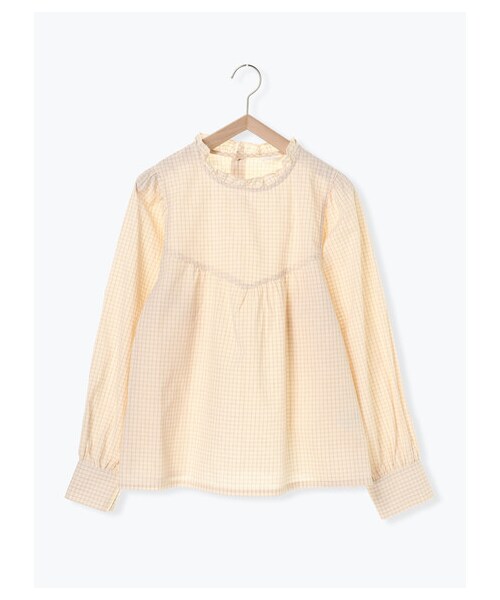 ehka sopo(エヘカソポ)の「チェックフリルブラウス(トップス・アイボリー/オフホワイト/ラベンダー・F)」の8枚目の写真