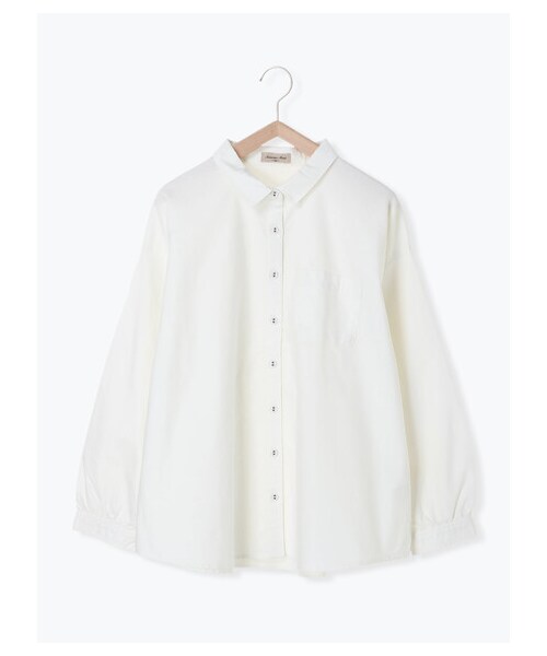 Samansa Mos2（サマンサ モスモス）の「オックスレギュラーシャツ（トップス・オフホワイト/サックスブルー/ブルー・F）」の8枚目の写真