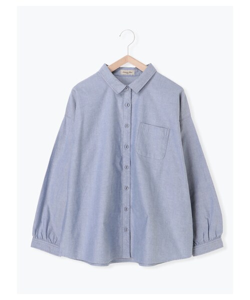 Samansa Mos2（サマンサ モスモス）の「オックスレギュラーシャツ（トップス・オフホワイト/サックスブルー/ブルー・F）」の10枚目の写真