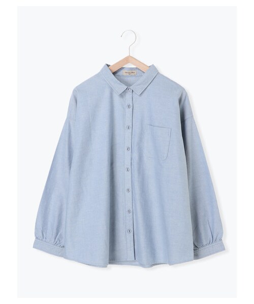 Samansa Mos2（サマンサ モスモス）の「オックスレギュラーシャツ（トップス・オフホワイト/サックスブルー/ブルー・F）」の9枚目の写真