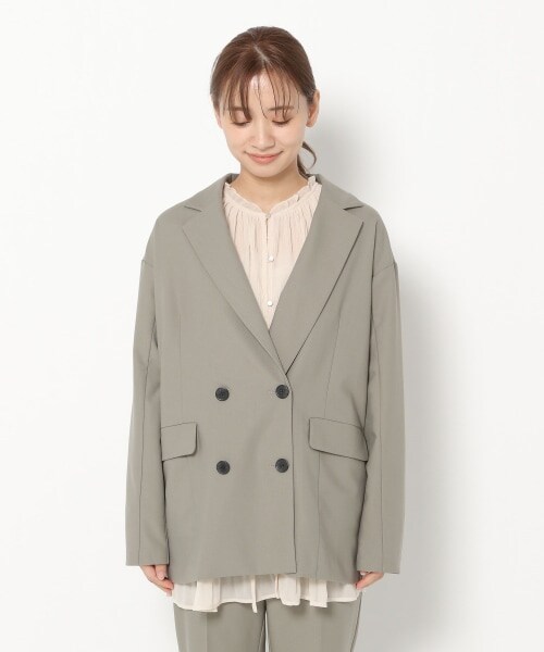 mysty woman（ミスティウーマン）の「【先行予約】オーバーダブルジャケット（ジャケット/アウター・レディース・ライトベージュ/ブラウンチェック/ライトカーキ・F）」の8枚目の写真