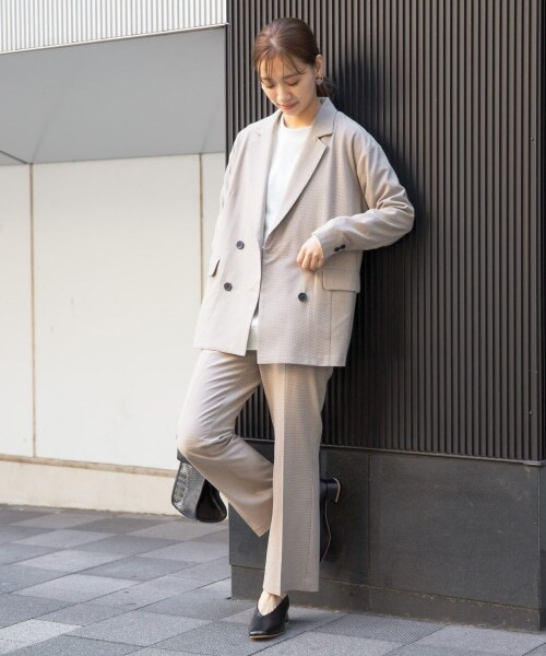 mysty woman（ミスティウーマン）の「【先行予約】オーバーダブルジャケット（ジャケット/アウター・レディース・ライトベージュ/ブラウンチェック/ライトカーキ・F）」の5枚目の写真