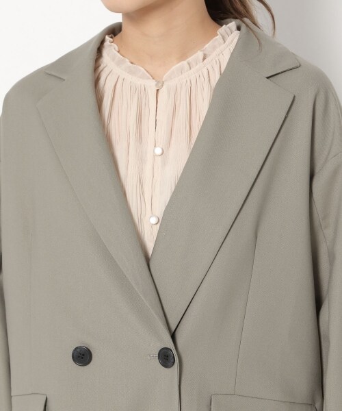 mysty woman（ミスティウーマン）の「【先行予約】オーバーダブルジャケット（ジャケット/アウター・レディース・ライトベージュ/ブラウンチェック/ライトカーキ・F）」の10枚目の写真