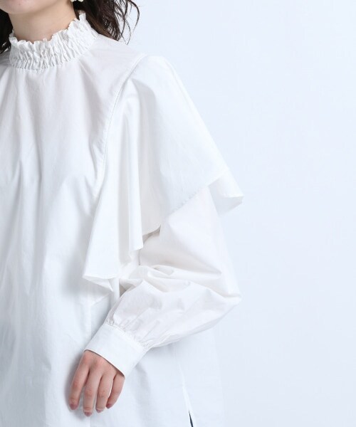 JEANASIS（ジーナシス）の「Shirring&FrillShirt（トップス・ホワイト()）」の8枚目の写真