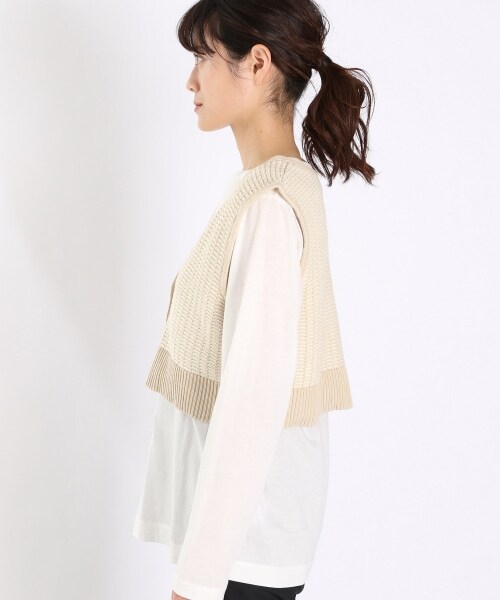 LOWRYS FARM（ローリーズファーム）の「２ＷＡＹニットビスチェ（トップス・ブラック/レッド/ベージュ/グリーン）」の6枚目の写真