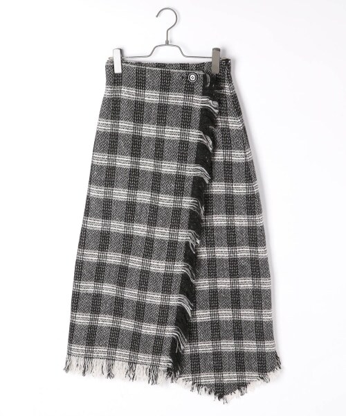 PAGEBOY（ページボーイ）の「ウールチェックラップスカート（スカート・オフホワイト/ブラック）」の4枚目の写真