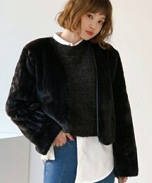 DHOLIC | エコファーオープンジャケット(ノーカラージャケット)