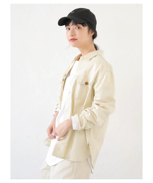 earth music&ecology(アースミュージックアンドエコロジー)の「【先行予約】Lee×earth シャツジャケット(ジャケット/アウター・ベージュ/イエロー/ミント・S/M)」の4枚目の写真