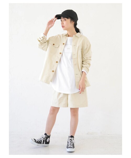 earth music&ecology(アースミュージックアンドエコロジー)の「【先行予約】Lee×earth シャツジャケット(ジャケット/アウター・ベージュ/イエロー/ミント・S/M)」の11枚目の写真