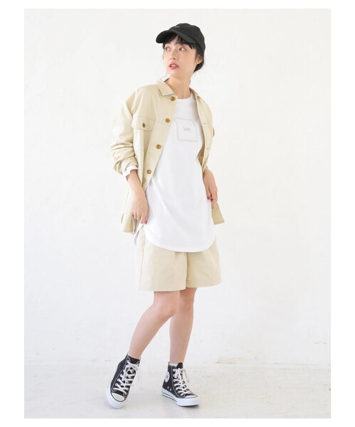 earth music&ecology(アースミュージックアンドエコロジー)の「【先行予約】Lee×earth シャツジャケット(ジャケット/アウター・ベージュ/イエロー/ミント・S/M)」の12枚目の写真