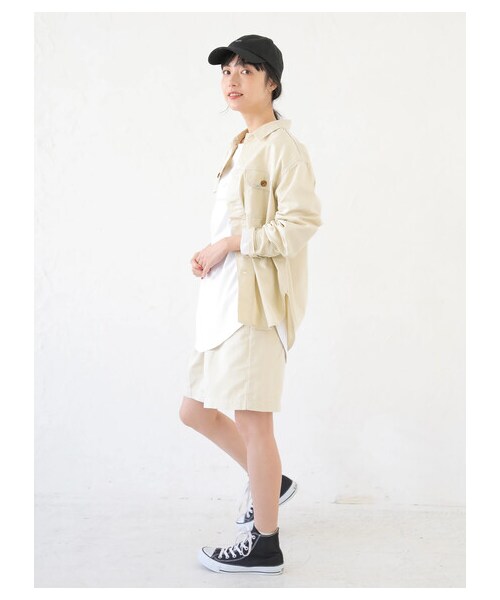 earth music&ecology(アースミュージックアンドエコロジー)の「【先行予約】Lee×earth シャツジャケット(ジャケット/アウター・ベージュ/イエロー/ミント・S/M)」の13枚目の写真