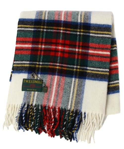 TWEED MILL(ツイードミル)の「チェックブランケット(その他・ホワイト/ブルー・ONE SIZE)」の1枚目の写真