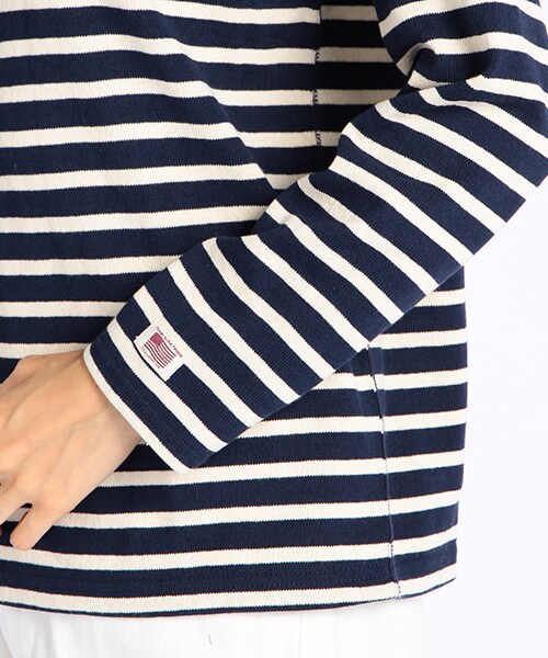 DOUBLE NAME（ダブルネーム）の「Ｕ．Ｓ．Ａ．空紡糸ボーダーＴシャツ（トップス・ネイビー/ワイン/キナリ・FREE）」の6枚目の写真