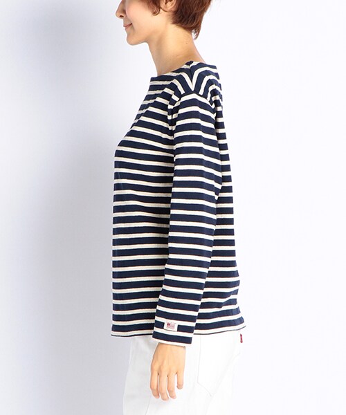 DOUBLE NAME（ダブルネーム）の「Ｕ．Ｓ．Ａ．空紡糸ボーダーＴシャツ（トップス・ネイビー/ワイン/キナリ・FREE）」の4枚目の写真