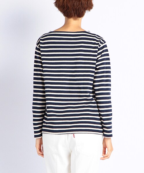 DOUBLE NAME（ダブルネーム）の「Ｕ．Ｓ．Ａ．空紡糸ボーダーＴシャツ（トップス・ネイビー/ワイン/キナリ・FREE）」の5枚目の写真