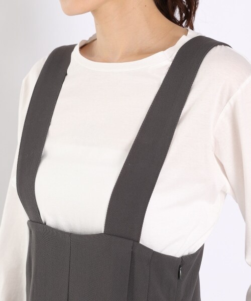 LOWRYS FARM(ローリーズファーム)の「Pツイルサロペット(ワンピース/ドレス・チャコールグレー/ベージュ)」の5枚目の写真