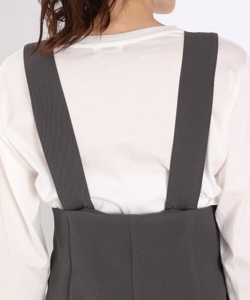 LOWRYS FARM(ローリーズファーム)の「Pツイルサロペット(ワンピース/ドレス・チャコールグレー/ベージュ)」の9枚目の写真