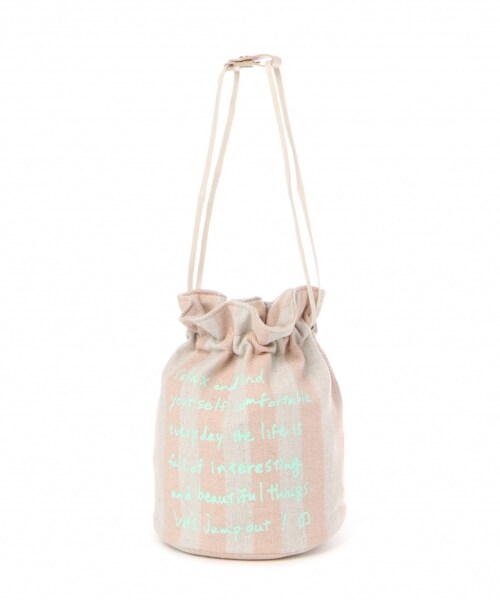 studio CLIP（スタディオクリップ）の「プリントオンアソート巾着バッグ（バッグ・グレージュ/ブラック/ピンク/キナリ/イエロー/ネイビー）」の3枚目の写真