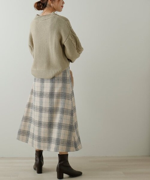 frames RAY CASSIN（フレームスレイカズン）の「BIGチェックAラインスカート（スカート・レディース・ベージュ/ブラウン/オフ白・FREE）」の5枚目の写真
