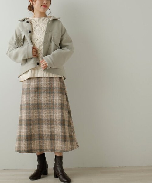 frames RAY CASSIN（フレームスレイカズン）の「BIGチェックAラインスカート（スカート・レディース・ベージュ/ブラウン/オフ白・FREE）」の17枚目の写真