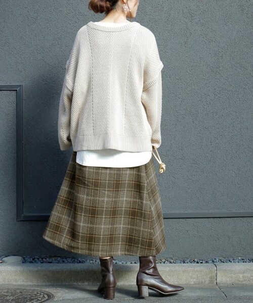 frames RAY CASSIN（フレームスレイカズン）の「BIGチェックAラインスカート（スカート・レディース・ベージュ/ブラウン/オフ白・FREE）」の22枚目の写真