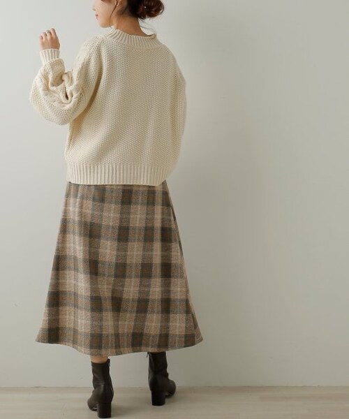 frames RAY CASSIN（フレームスレイカズン）の「BIGチェックAラインスカート（スカート・レディース・ベージュ/ブラウン/オフ白・FREE）」の16枚目の写真