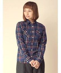 w closet | ビエラ起毛ポケット付チェックシャツ(トップス)